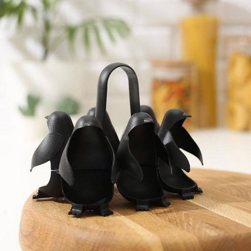 Подставка для яиц Пингвинчики, 6 секций,12?15?13 см, чёрная