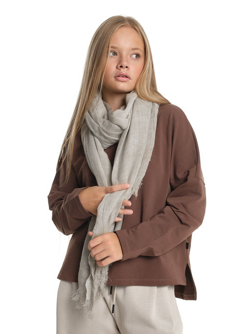 Свитшот для девочки однотонный 22-7699 шоколад - Mini maxi фото 12