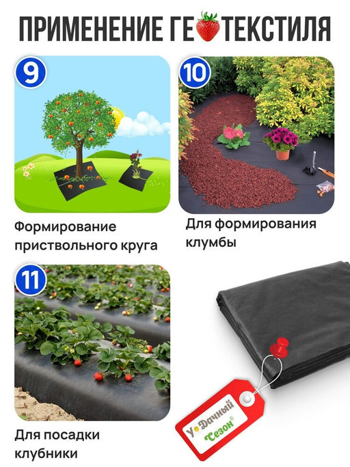Геотекстиль+150, черный, ширина 1,6 м