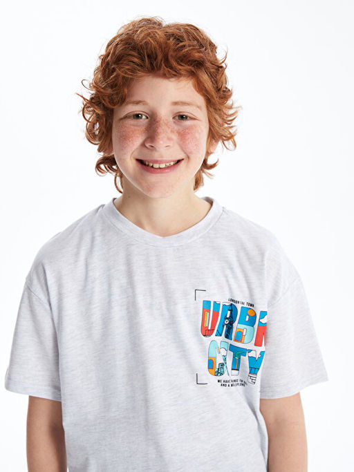 Bisiklet Yaka Bask?l? K?sa Kollu Erkek ?ocuk Ti??rt - Waikiki фото 2