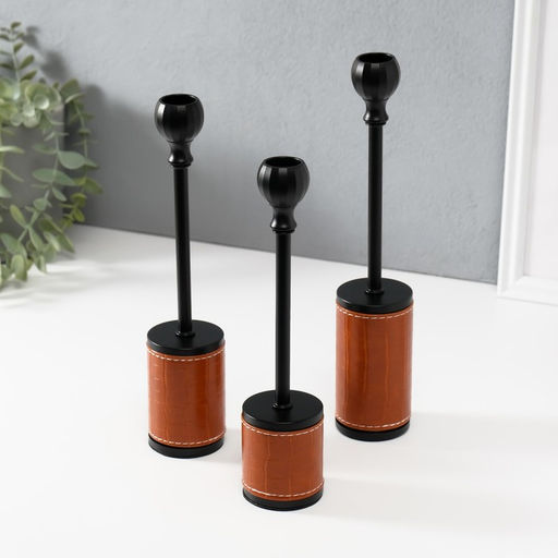 Металлический подсвечник на 1 свечу «Надёжность», d=2.2 см, набор 3 шт., h=27 см, 24.5 см, 23 см