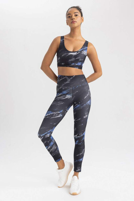 Спортивный бюстгальтер DeFactoFit с круглым вырезом и узором  фото 6