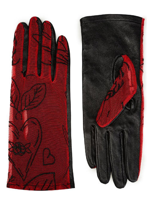 Перчатки женские б/п IS1012 red/black - Eleganzza фото 2