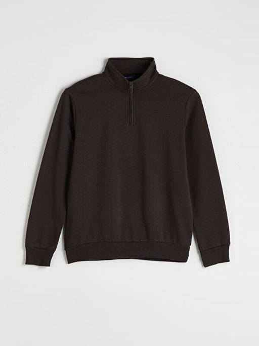 Dik Yaka Uzun Kollu Erkek Kal?n Sweatshirt