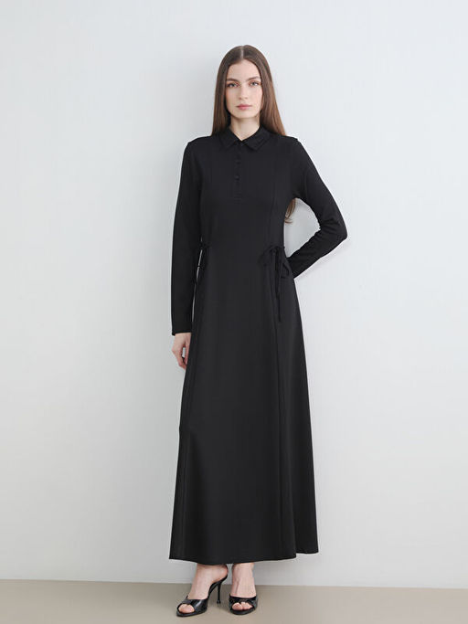 G?mlek Yaka Belden Oturtmal? Elbise