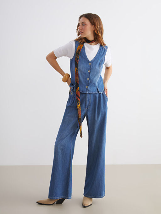 Wideleg Kad?n Jean Pantolon