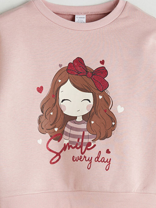 Bisiklet Yaka K?z ?ocuk Sweatshirt 2li