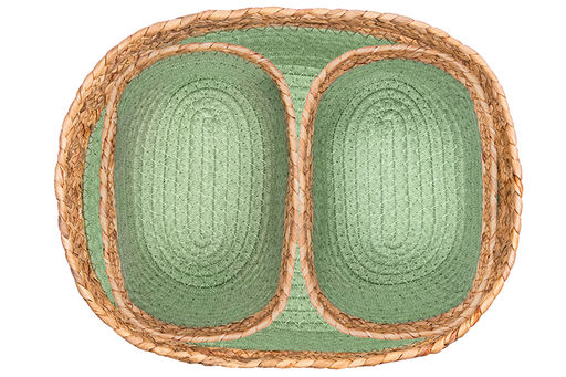 Набор 3 плетеных корзин 1 корзинка 30*25*14 см, 2 корзинки 22*14*12 см, зеленый - Elan gallery фото 5