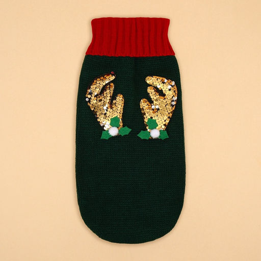 Свитер для животных Рога удачи, размер L (ДС 35 см, ОШ 29, ОГ 29-49), зелёный - Пижон фото 10