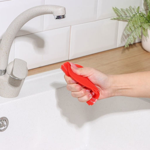 Цена за 4 шт. Губка для посуды Доляна, 11×11×1 см, силиконовая, МИКС