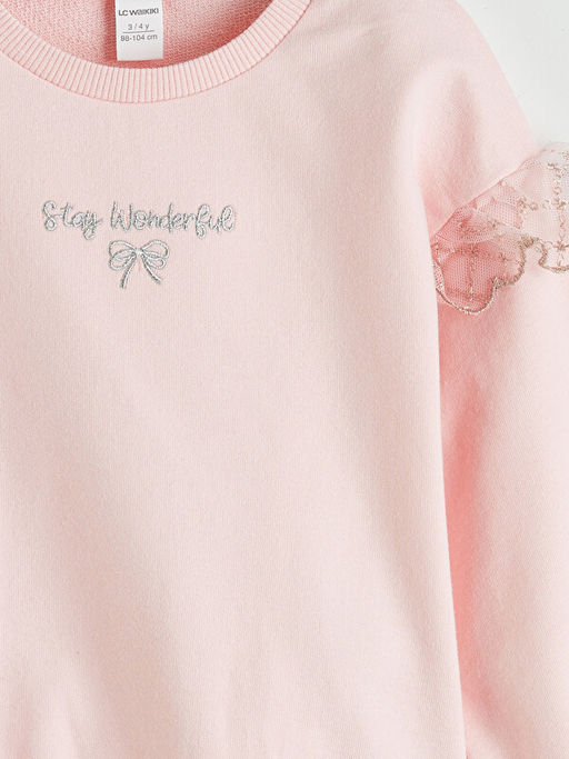 Bisiklet Yaka F?rf?rl? Bask?l? K?z ?ocuk Sweatshirt
