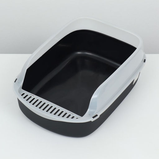 Туалет с бортом, 50×35×18 см, пластик, чёрный