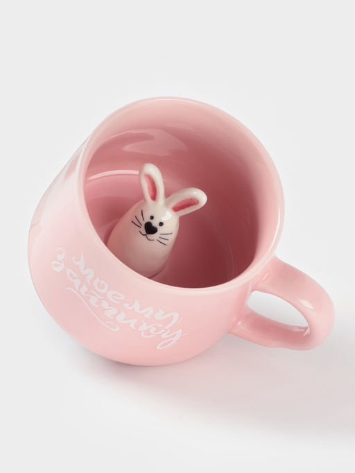 Кружка Доляна «Зайчик», 360 мл, керамика, розовая