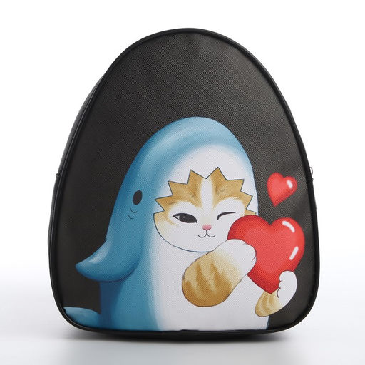 Рюкзак детский Кот в костюме акулы, 23*20,5 см, отдел на молнии, цвет черный - NAZAMOK KIDS фото 2