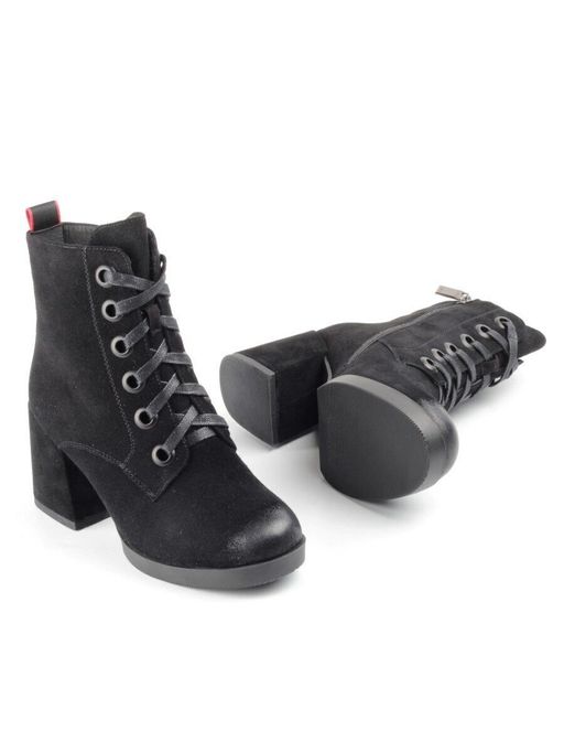 04-R180-1 BLACK Ботинки зимние женские (натуральная замша, натуральный мех) - Фабричный китай фото 18