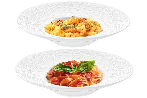 Набор 2 тарелок круглых глубоких 25*25*5,5 см 300 мл Веточки-цветочки