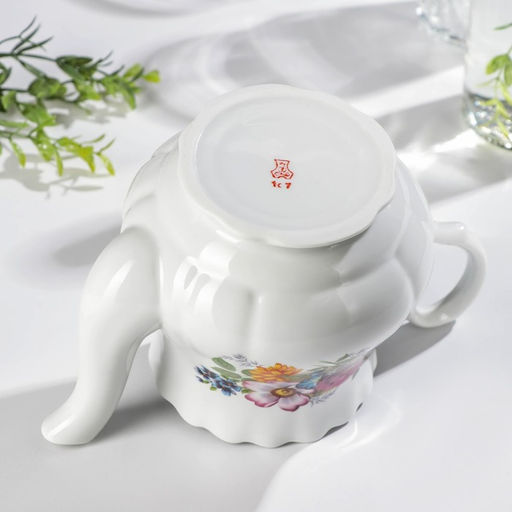 Чайник заварочный Добрушский завод «Букет цветов», 800 мл, фарфор, белый