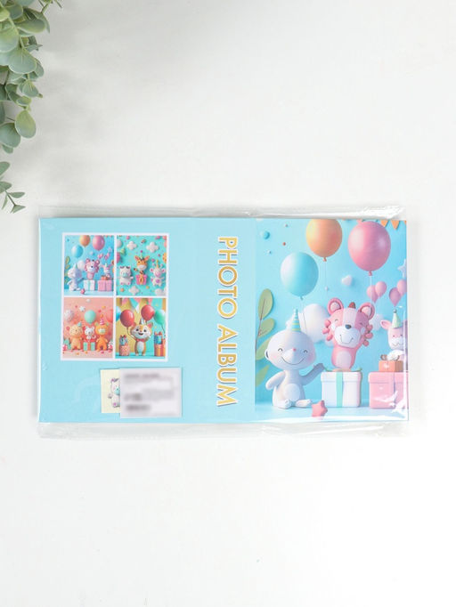 Фотоальбом на 100 фото 10х15 см "Зверята на дне рождении" 4,5х12,5х16,5 см