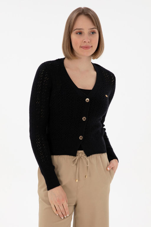 Женщина темно -синий трикотаж кардиган Неожиданная скидка в корзине