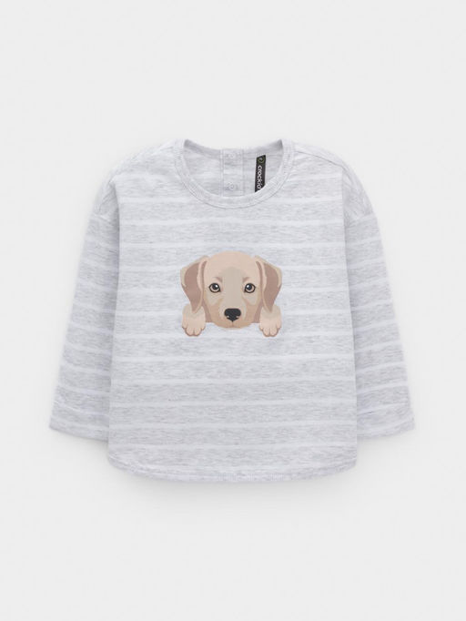 КР 302908/св.серый меланж,полоска к630 лонгслив (футболка дл.рукав) д/мал яс