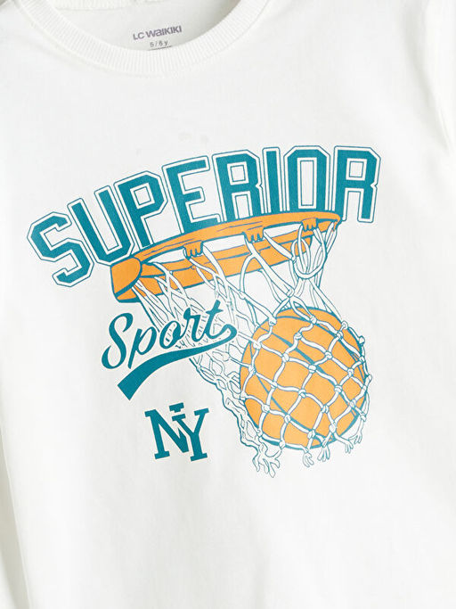 Bask?l? Erkek ?ocuk Sweatshirt ve E?ofman Alt 2li