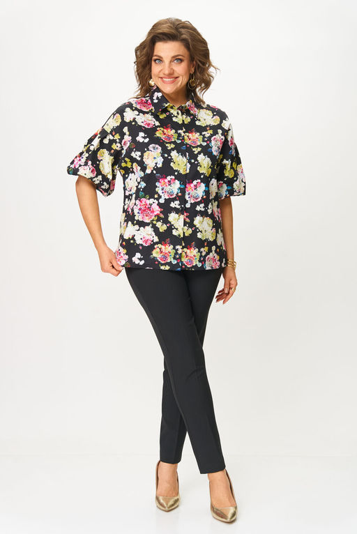 Блуза Svetlana Style 2130 черный+цветы