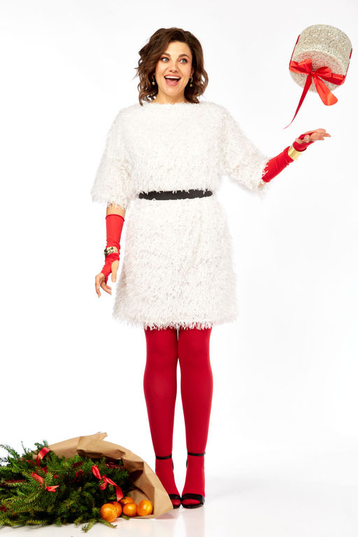 Платье Olga Style Л435 белое молоко