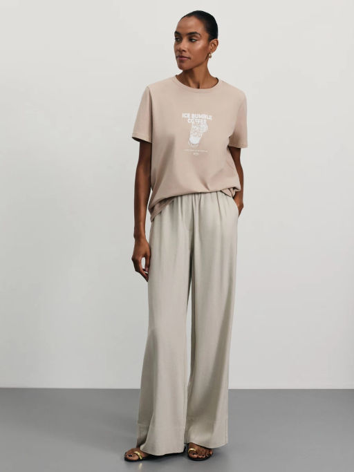 Футболка с принтом из хлопка / Zarina  фото 2