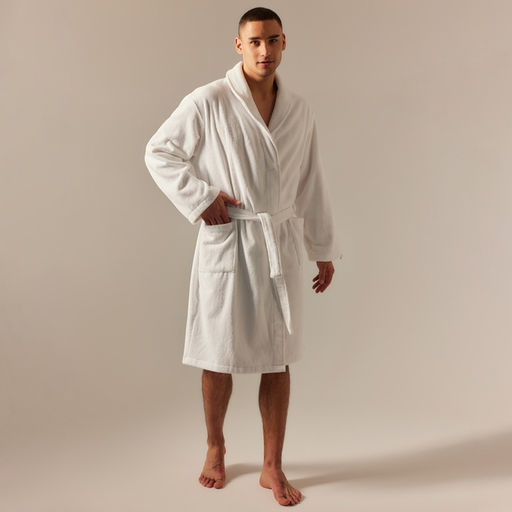 Халат махровый мужской SL HOME: Basic «Блан де Блан», размер S, хлопок 100%, белый