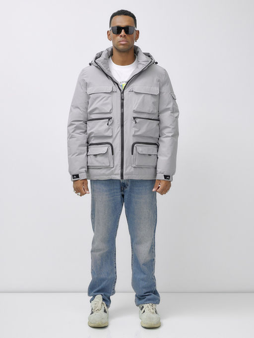 Куртка спортивная мужская зимняя с капюшоном светло-серого цвета 3222SS - Wonderrman фото 2