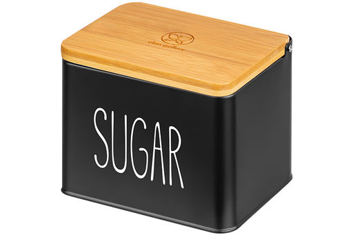 Емкость для хранения 1,5 л 14*11*11 см SUGAR с деревянной крышкой, черная - Elan gallery фото 13