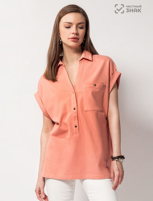 Over-size футболка-поло из трикотажа пике.