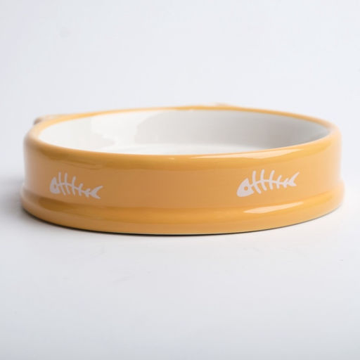 Миска керамическая Голова кота 200 мл - 15153.5 см, белая/жёлтая - Пижон фото 5