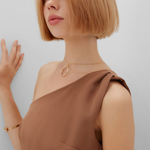 Платье женское короткое на одно плечо MINAKU: Casual Collection, коричневое, размер 42