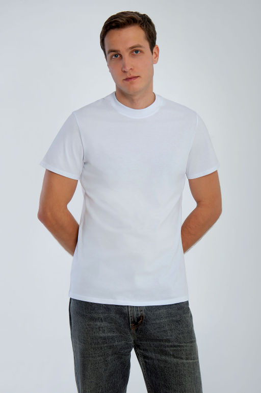 Арт. 61112/9 Футболка мужская однотонная 48-58 (6 шт) Цвет:белый