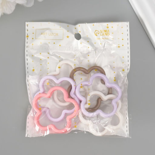 Цена за 6 шт. Бусина для творчества пластик Цветок, 4.2?4.2?0.6 см, МИКС