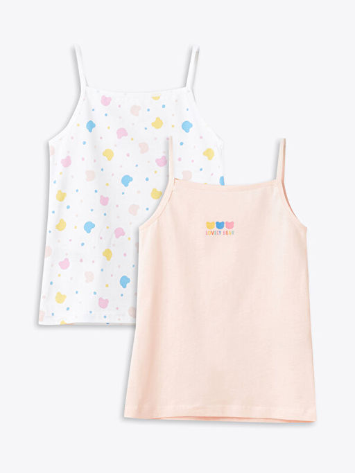 Kare Yaka Bask?l? K?z ?ocuk Atlet 2li