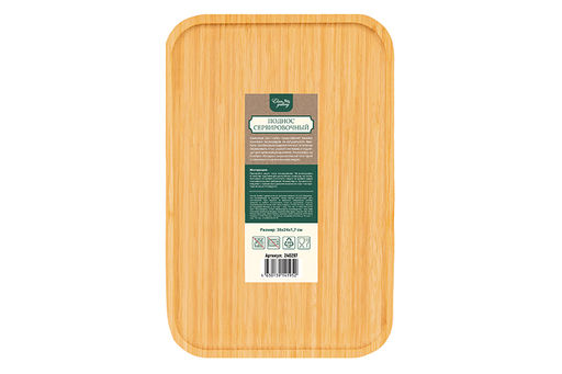 Поднос сервировочный 36*24*1,7 см, прямоугольный, бамбук