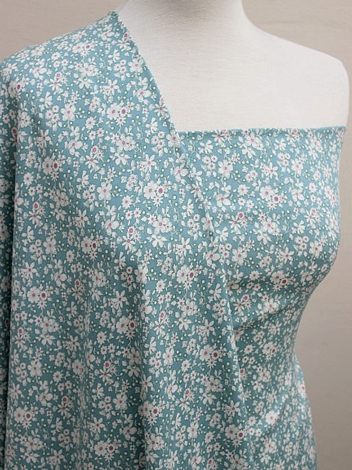 Штапель Малика цв.бирюзово-зеленый винтаж-2, СОРТ2, ш.1.42м, вискоза-100%, 90гр/м.кв - Купава фото 7