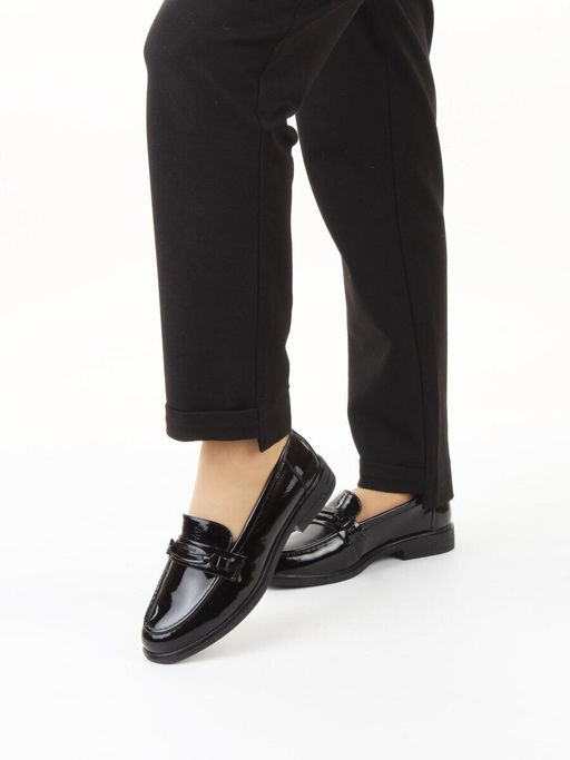 03-DEB33-2 BLACK Лоферы женские (натуральная кожа)