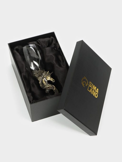 Пивной бокал «Единорог», 21.3×8.5 см, стекло, прозрачный, мельхиор