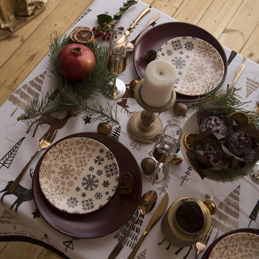 Скатерть новогодняя «Доляна» X-Mas 146×180+/- 3 см, 100% хлопок, рогожка 164 г/м²