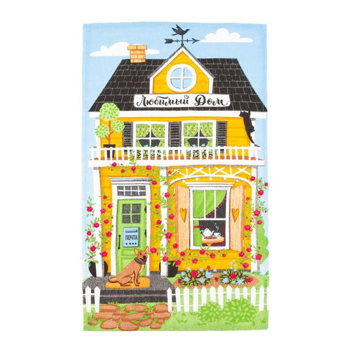 Набор кухонных полотенец Доляна Любимый дом, 35х60см-4шт, 100% хлопок  фото 3