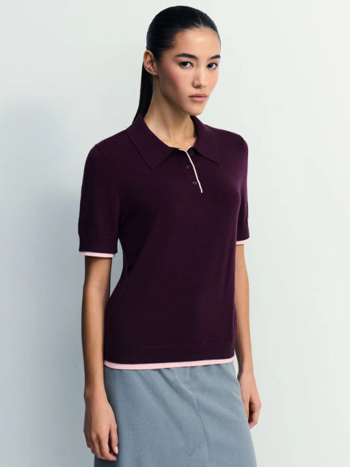 Джемпер поло из вискозы с короткими рукавами / Zarina фото 4