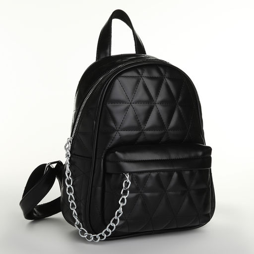 Рюкзак женский на молнии, с карманами, размер 24×12×30 см, чёрный