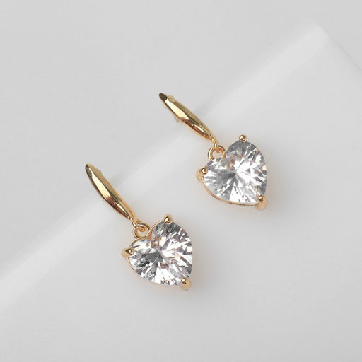 Серьги со стразами «Магия сердца», белые в золоте