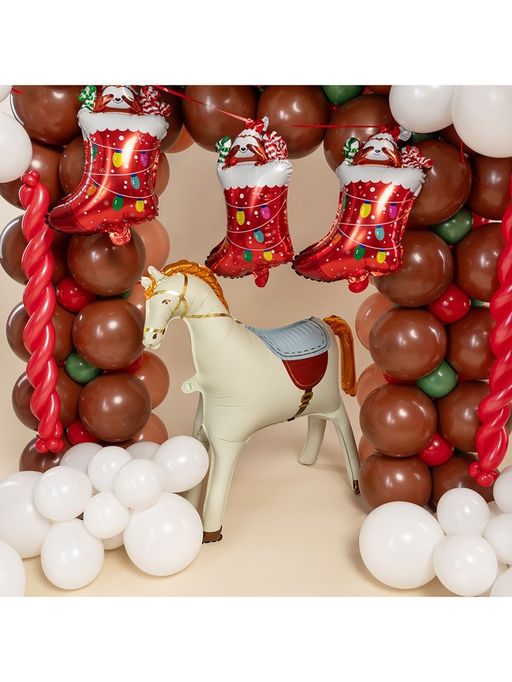 Воздушный шар фольгированный 3D 35" Лошадка, кремовый, сатин