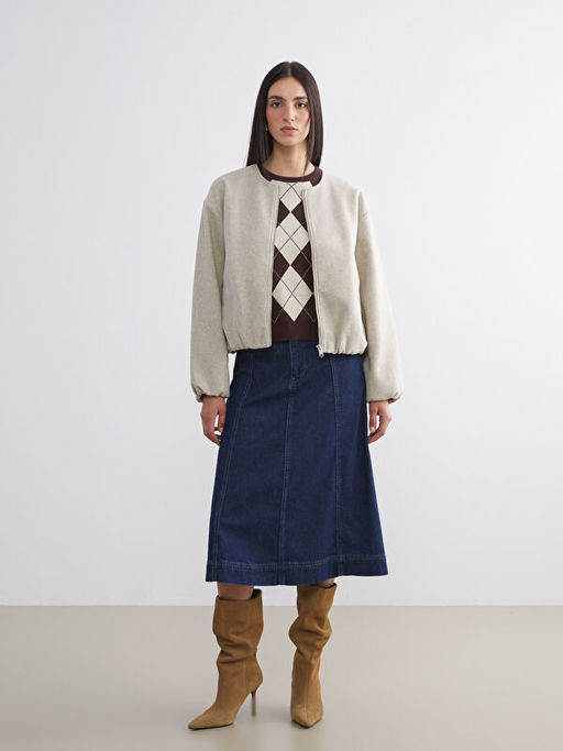 Bisiklet Yaka Kad?n Ka?e Ceket