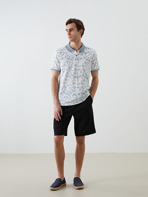 Polo Yaka K?sa Kollu Desenli Pike Erkek Ti??rt