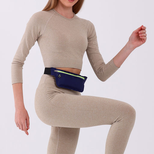 Сумка для бега на молнии, светоотражающие элементы, синяя